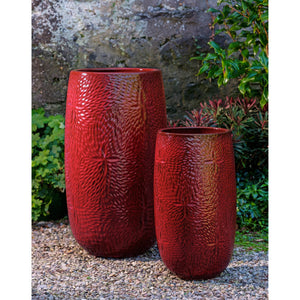 Tropic Red Glazed Tall Sand Dollar Planters – Set of 2