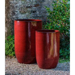 Tropic Red Cole Glazed Tall Bullet Planters – Set of 2