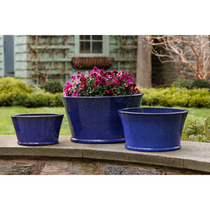 Riviera Blue Darrowby Glazed Planters – Set of 3