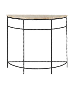 Boyles Travertine Demi-Lune Table