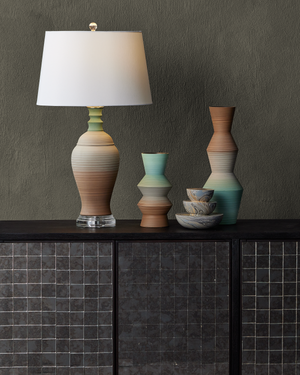 Happy 80's Brown & Pale Blue Vase Set of 2