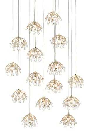Currey and Company Crystal Bud 15-Light Round Multi-Drop Pendant