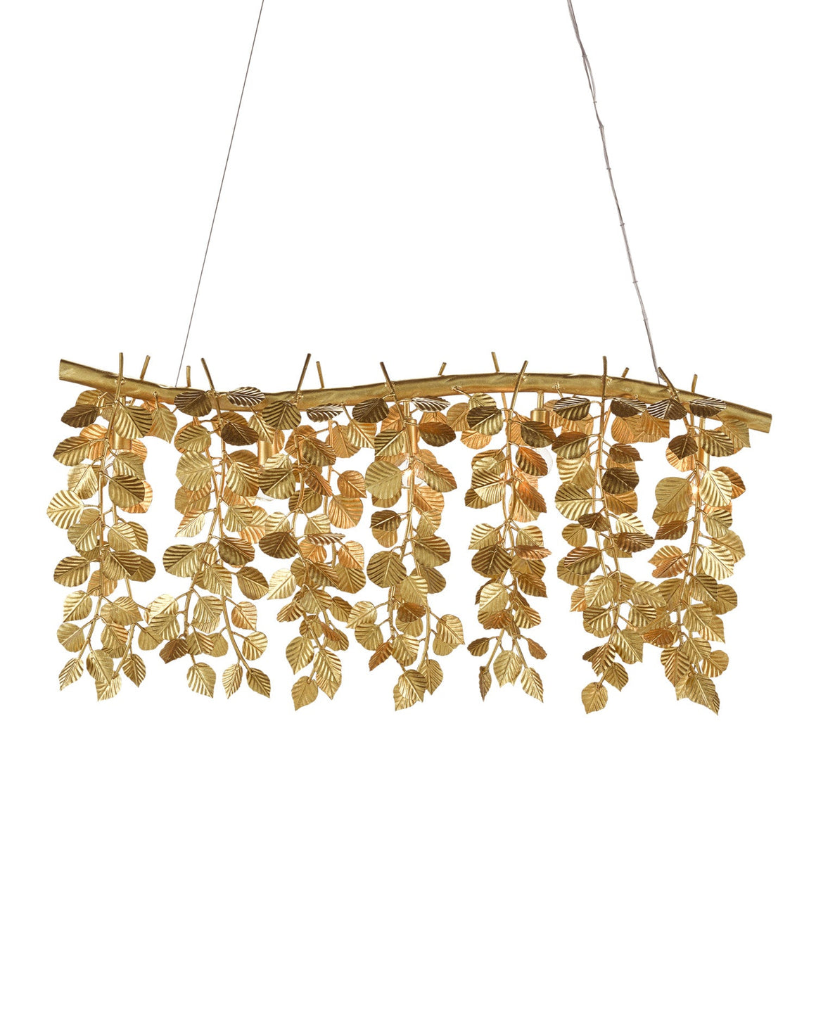 Golden Eucalyptus Rectangular Chandelier