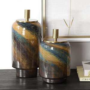 Uttermost Celestial Tide Glass Containers Set/2