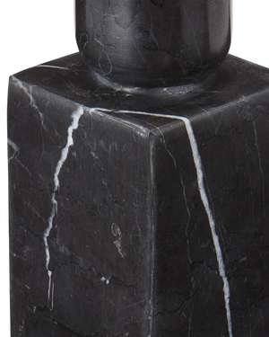 Lithos Black Candle Holder Set of 2