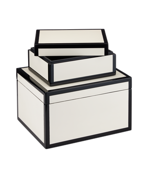 Ivory Lacquer Box Set of 2