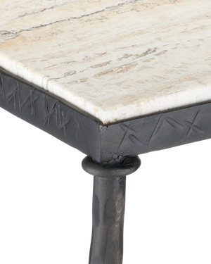 Agora White Travertine Side Table