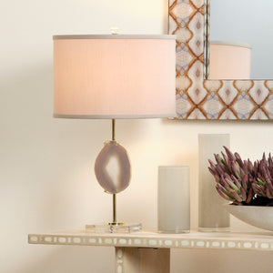 Agate Slice Table Lamp with Linen Shade