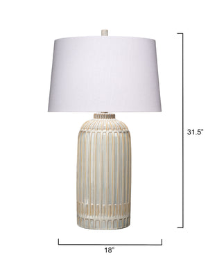Aligned Table Lamp - White and Blue Patterned Ceramic
