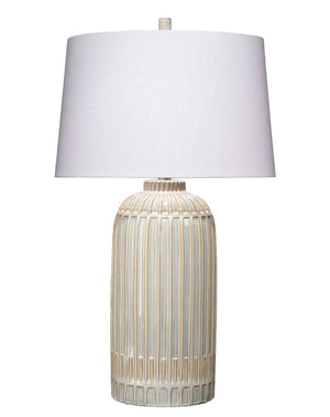 Aligned Table Lamp - White and Blue Patterned Ceramic