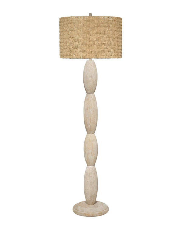 Almond Floor Lamp, White Washed Wood