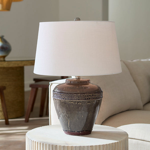 Avondale Ceramic Table Lamp with Linen Shade - Scenario Home
