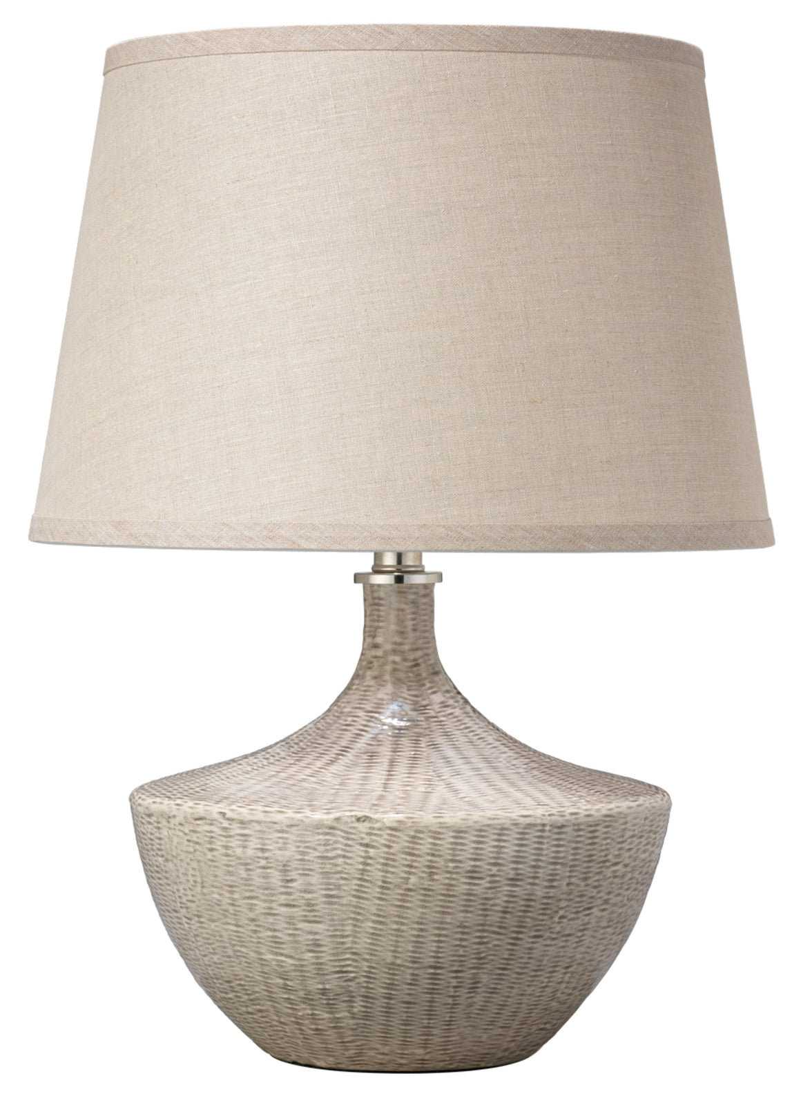 Basketweave Ceramic Table Lamp with Linen Shade