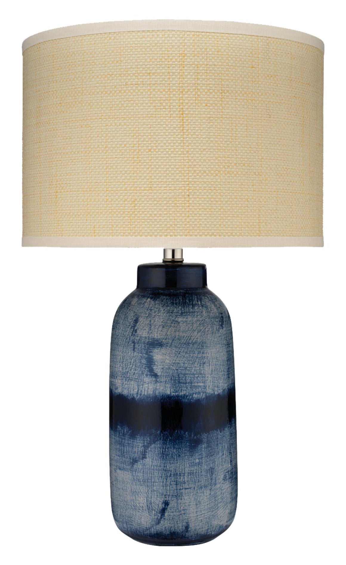 Batik Ceramic Table Lamp with Raffia Shade