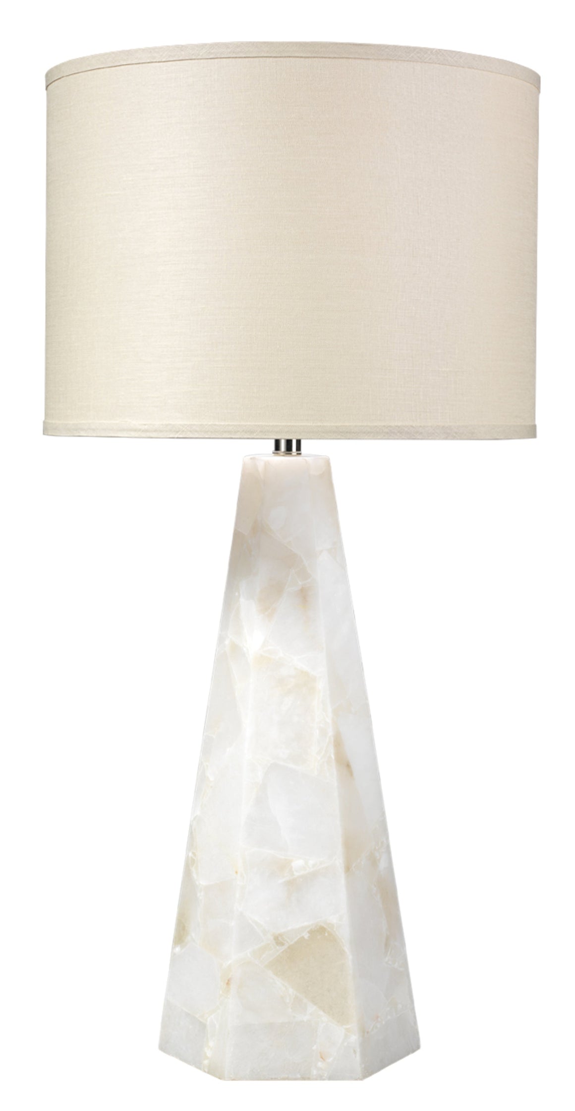 Borealix Alabaster Hexagon Table Lamp with Linen Shade