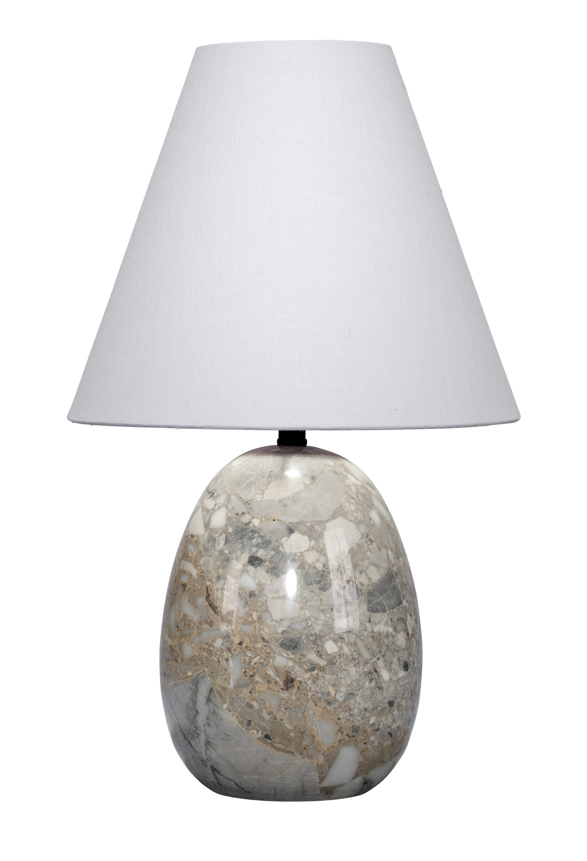 Capsule Travertine Table Lamp with Linen Shade