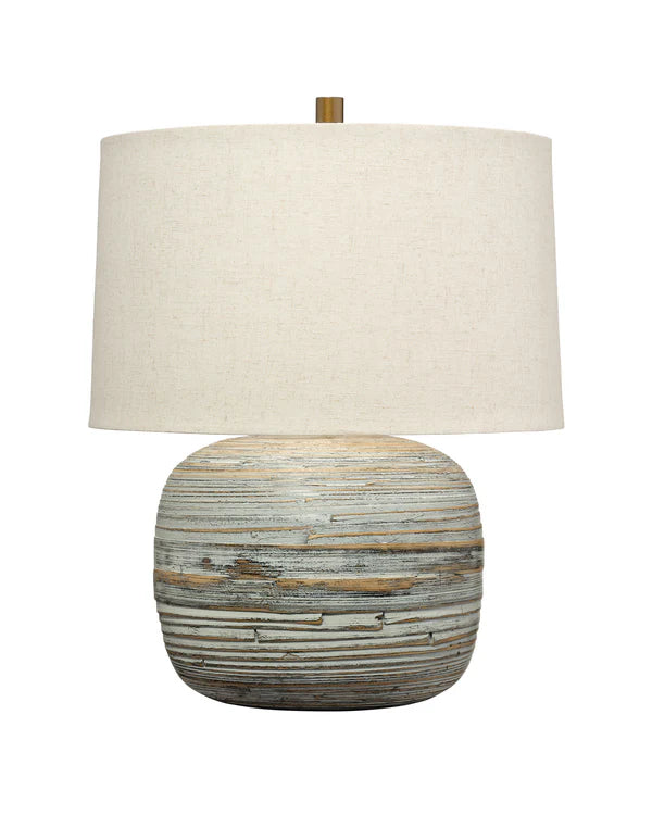 Cocoon Table Lamp, White Washed Bamboo