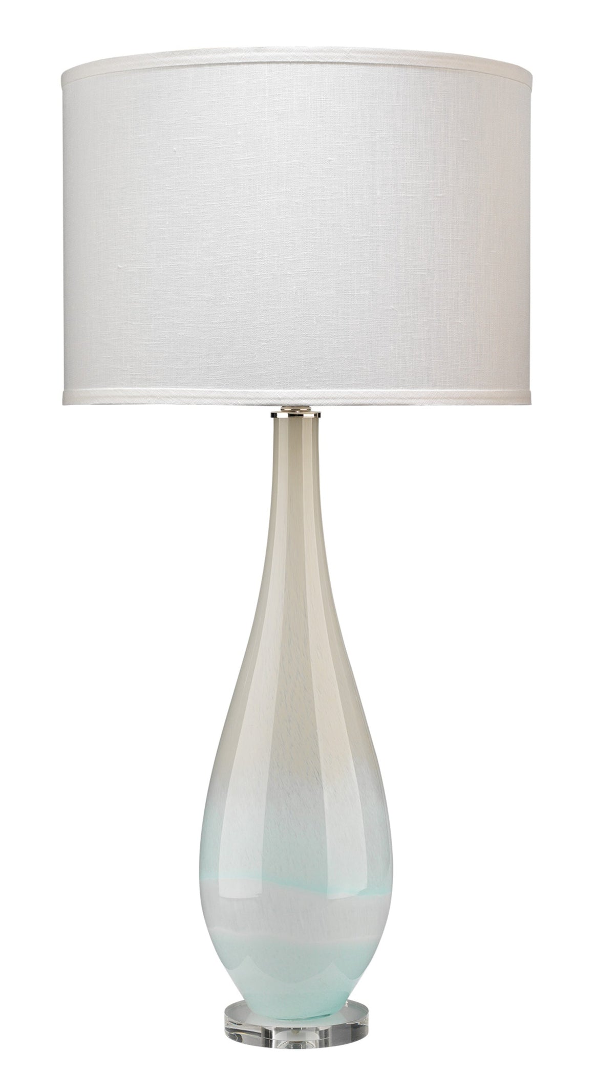 Dewdrop Glass Table Lamp with Linen Shade