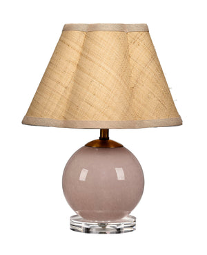 Dottie Blown Glass Table Lamp with Raffia Shade, Pink