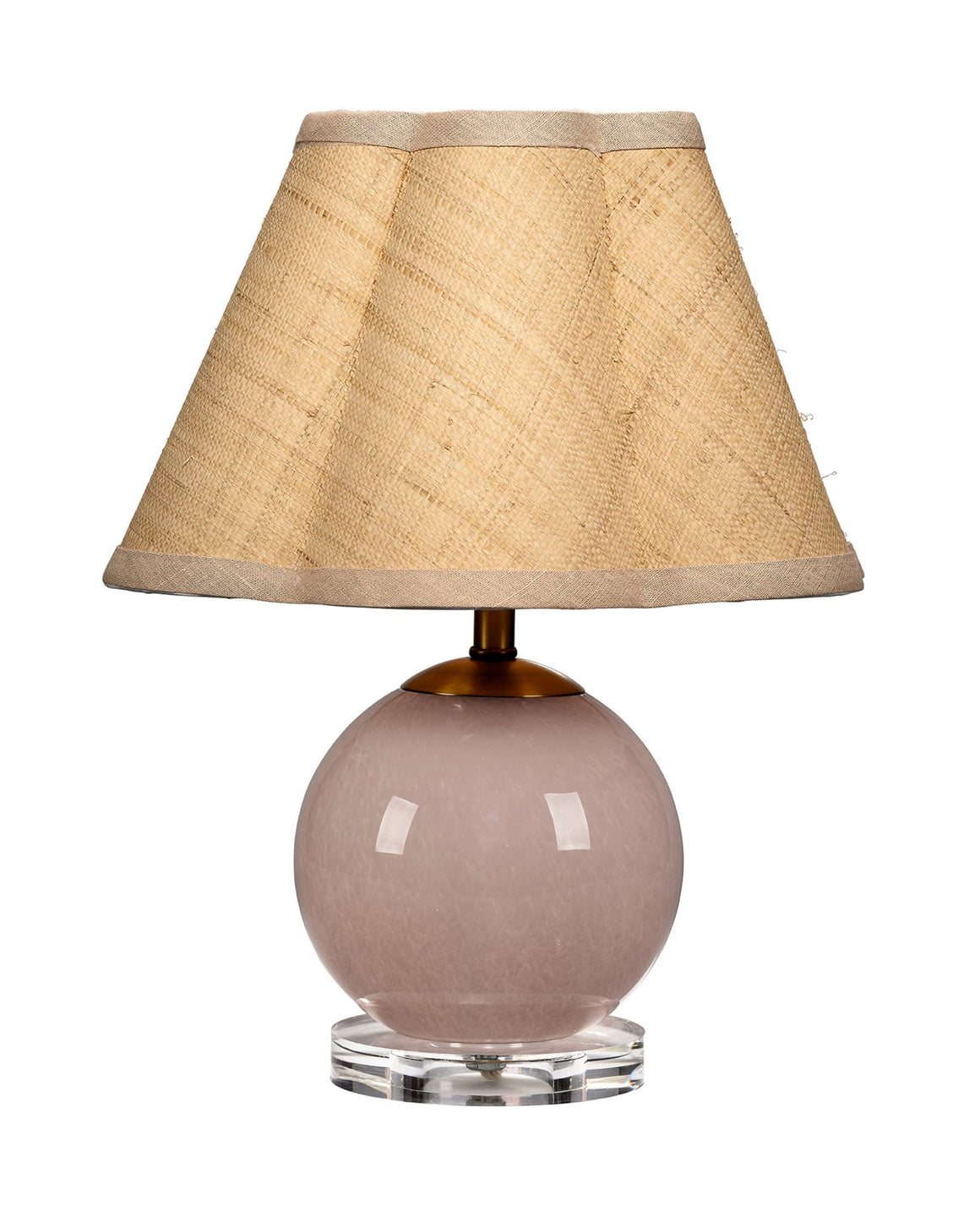 Dottie Blown Glass Table Lamp with Raffia Shade, Pink