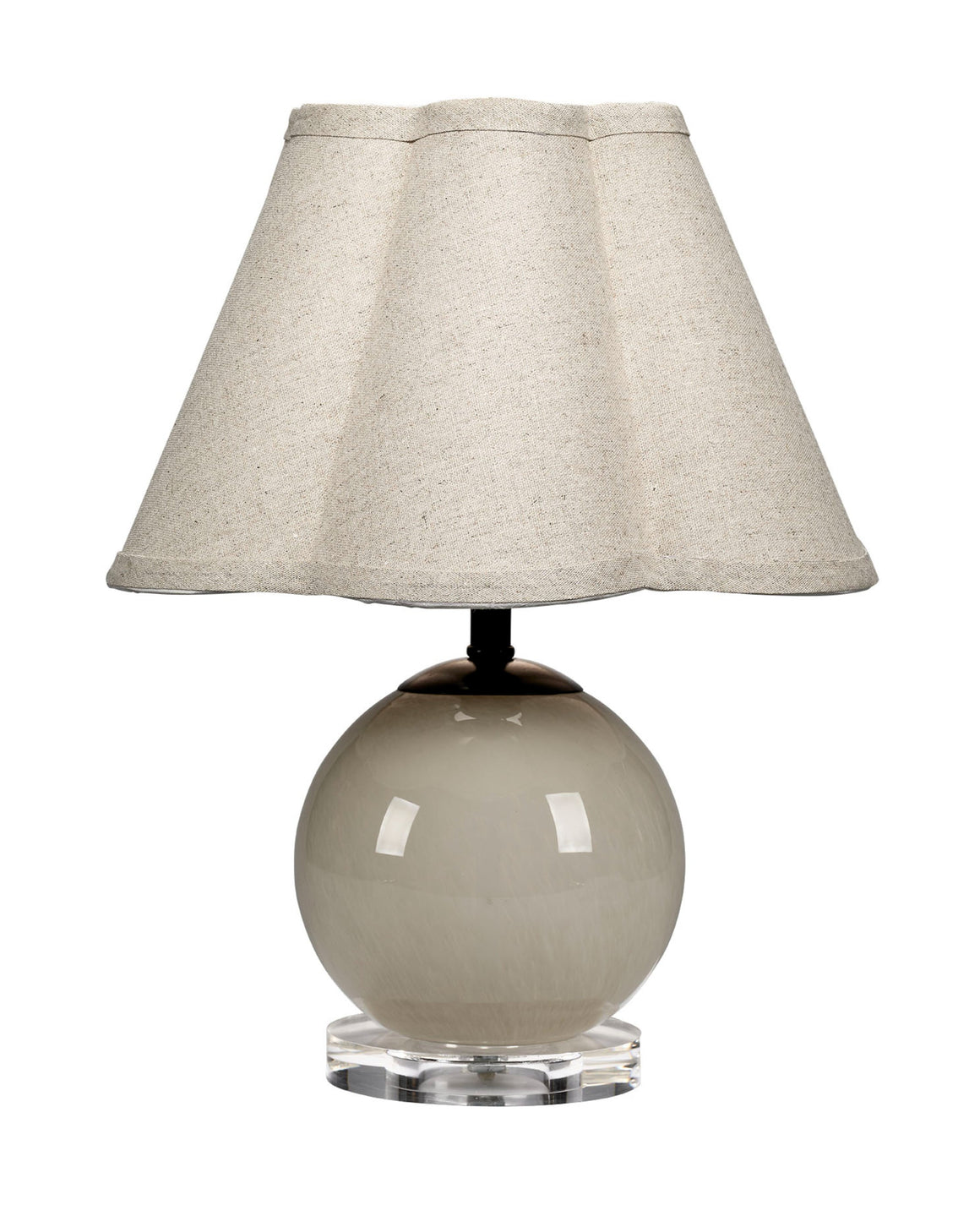 Dottie Blown Glass Table Lamp with Linen Shade, Taupe