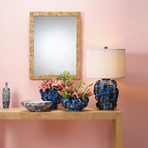 Helios Ceramic Table Lamp with Linen Shade, Blue
