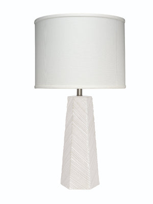 High Rise Glass Table Lamp with Linen Shade