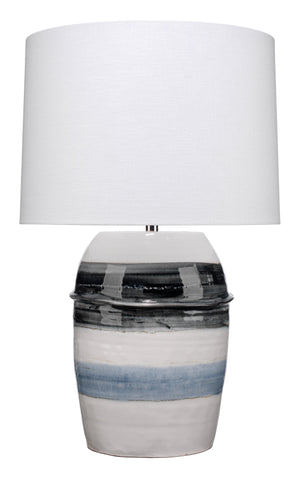 Horizon Striped Ceramic Table Lamp with Linen Shade