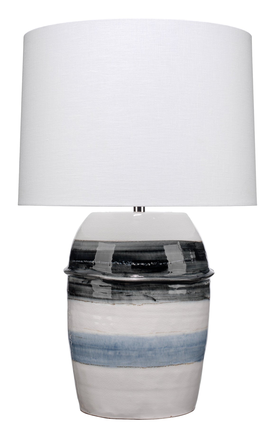 Horizon Striped Ceramic Table Lamp with Linen Shade