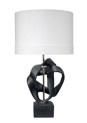 Intertwined Table Lamp with Linen Shade, Black