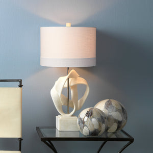 Intertwined Table Lamp with Linen Shade, White
