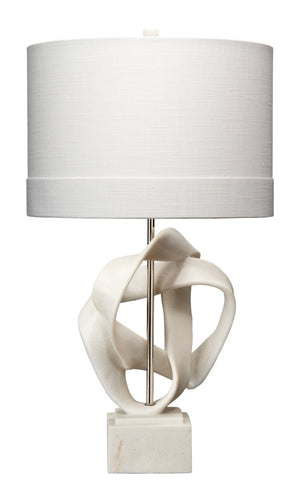 Intertwined Table Lamp with Linen Shade, White