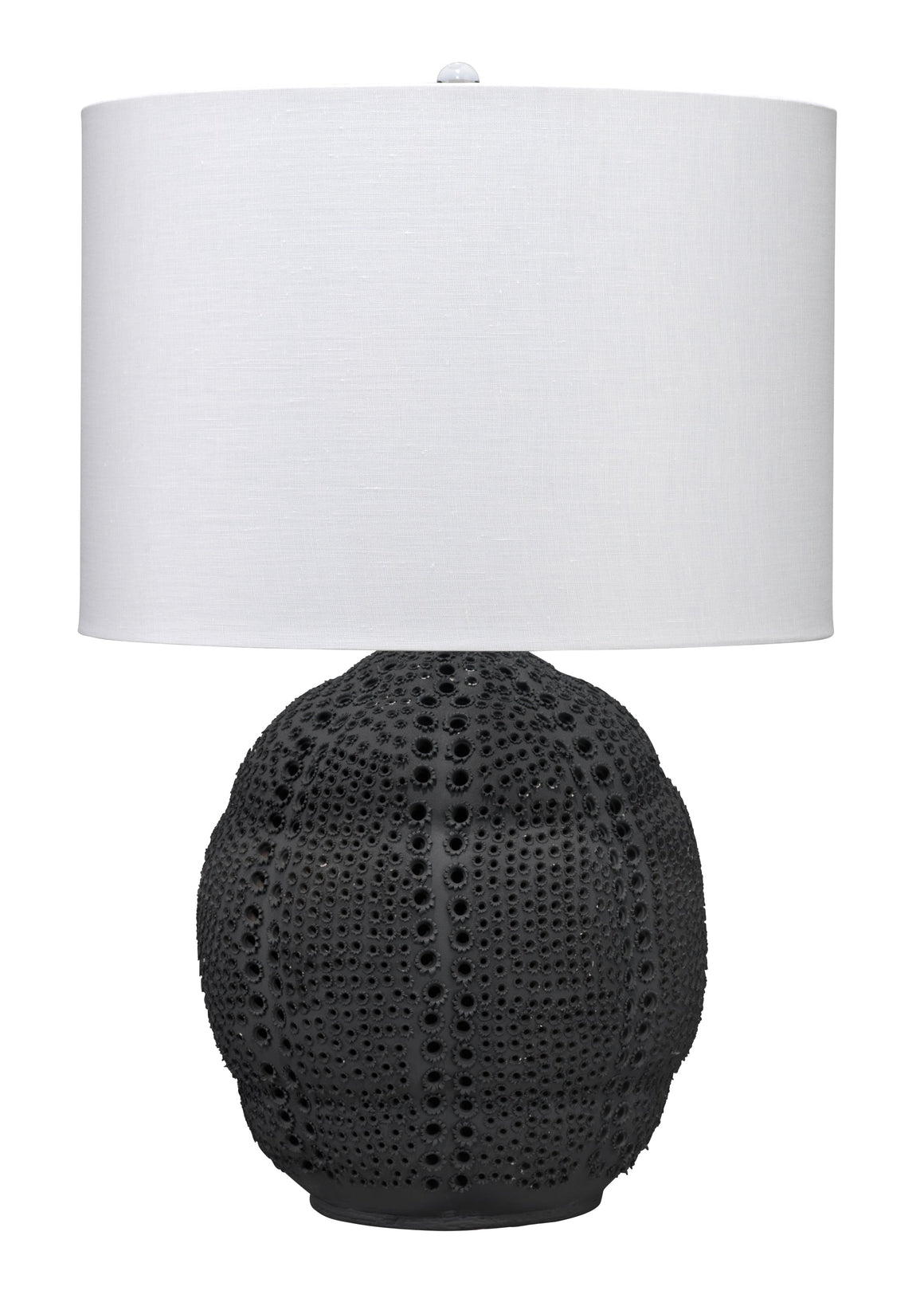 Lunar Polyresin Table Lamp with Linen Shade, Black