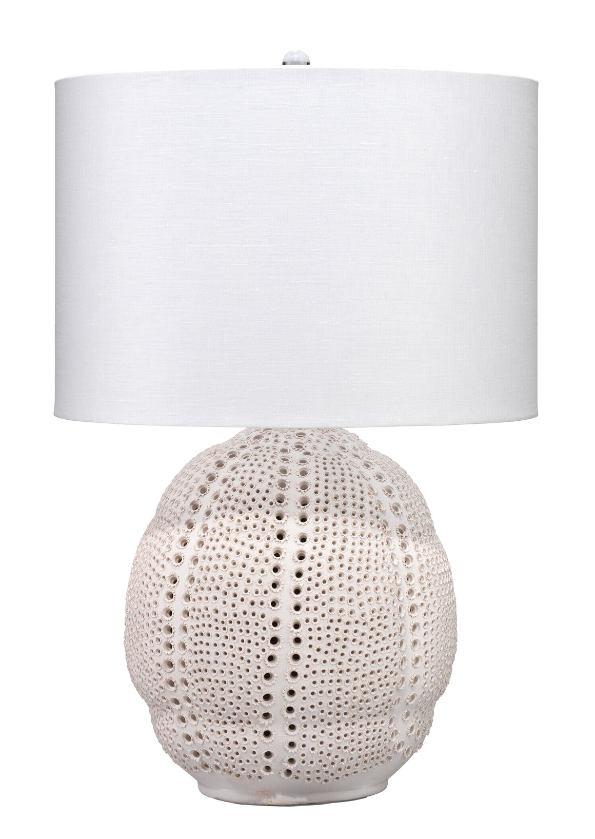 Lunar Polyresin Table Lamp with Linen Shade, White