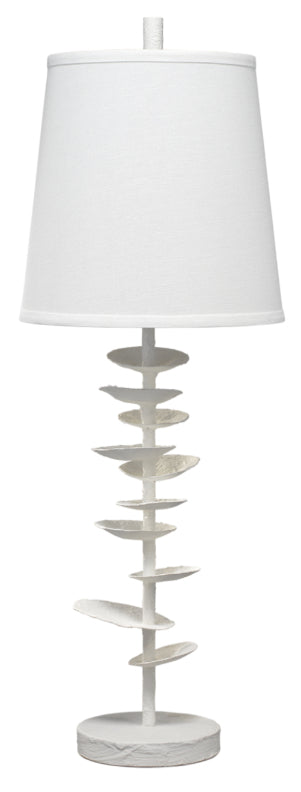 Petals Gesso Table Lamp with Linen Shade