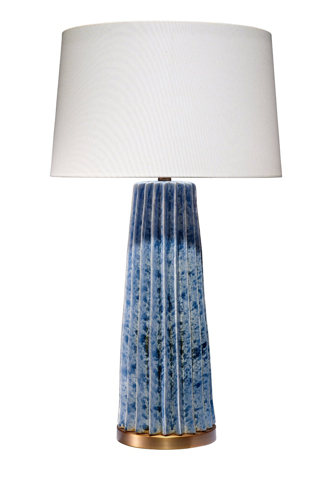 Pleated Ceramic Table Lamp with Linen Shade, Blue