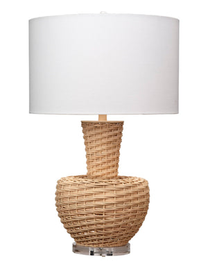 Portobello Rattan Table Lamp with Linen Shade