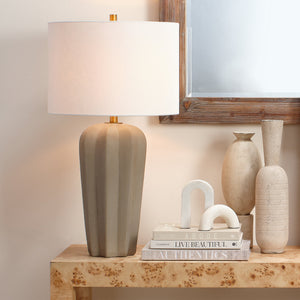 Regal Cement Table Lamp with Linen Shade