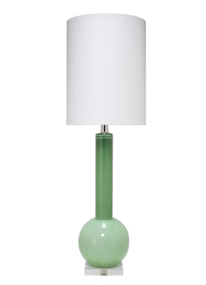 Studio Table Glass Lamp with Linen Shade, Green