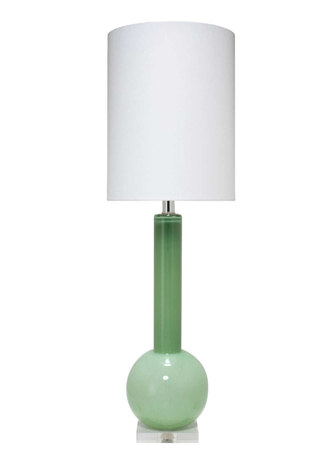 Studio Table Glass Lamp with Linen Shade, Green