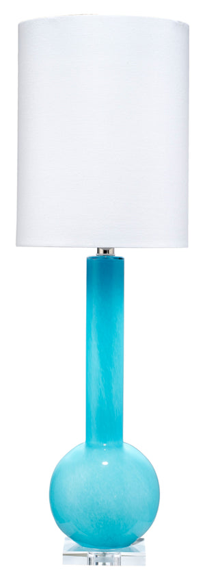 Studio Table Glass Lamp with Linen Shade, Blue