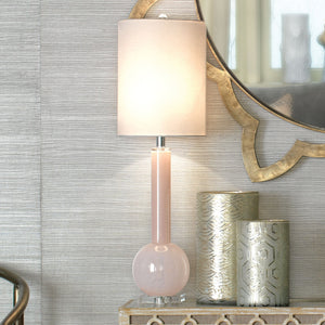 Studio Table Glass Lamp with Linen Shade, Pink