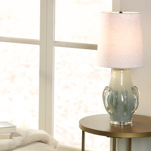 Talon Glass Table Lamp with Linen Shade
