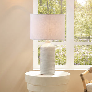 Trace Ceramic Table Lamp with Linen Shade