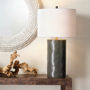 Undertow Ceramic Table Lamp with Linen Shade, Charcoal