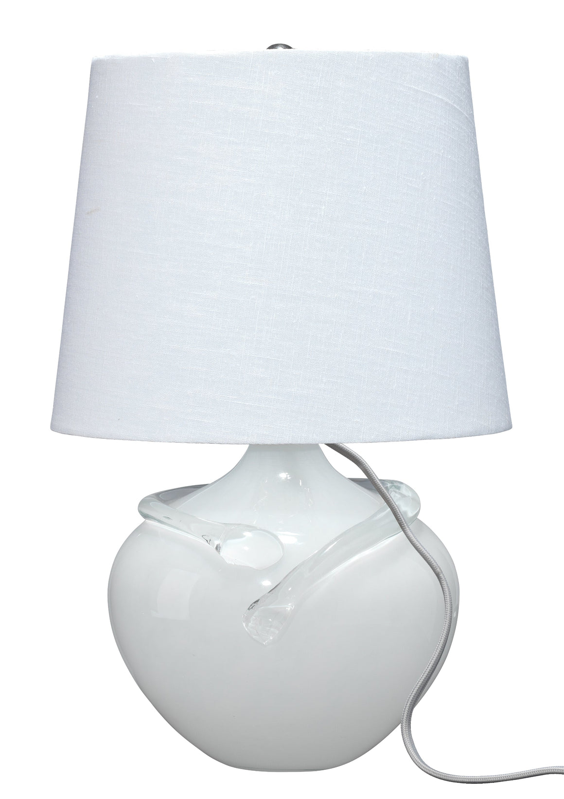 Wesley Blown Glass Table Lamp with Linen Shade, White