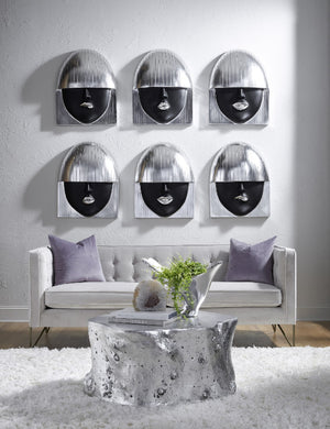 Fashion Faces Wall Art, Large, Pout, Black and Silver Leaf