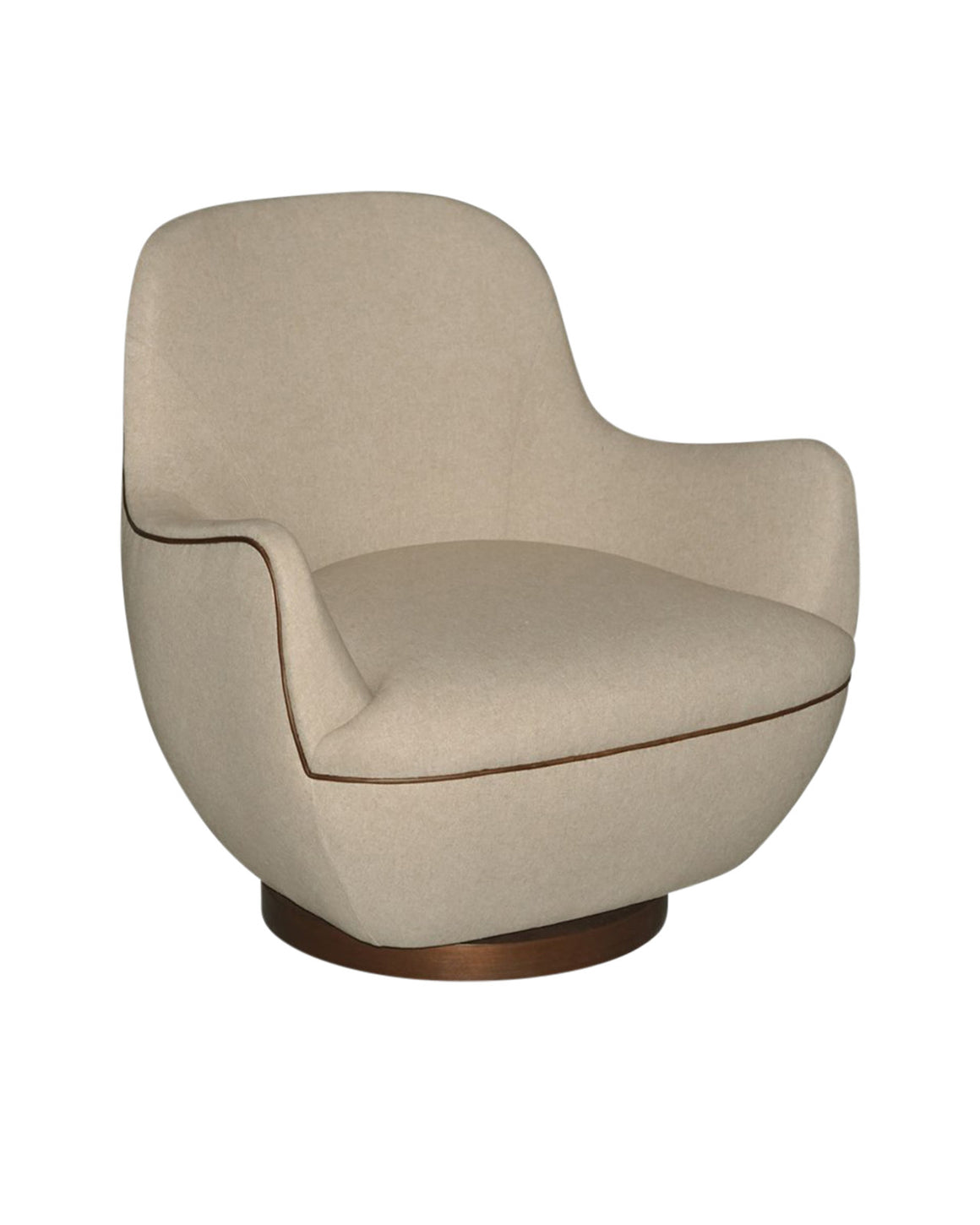 Brene Walnut Swivel Armchair - Felton Oatmeal