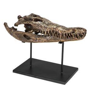 Brass Alligator On Stand, Large