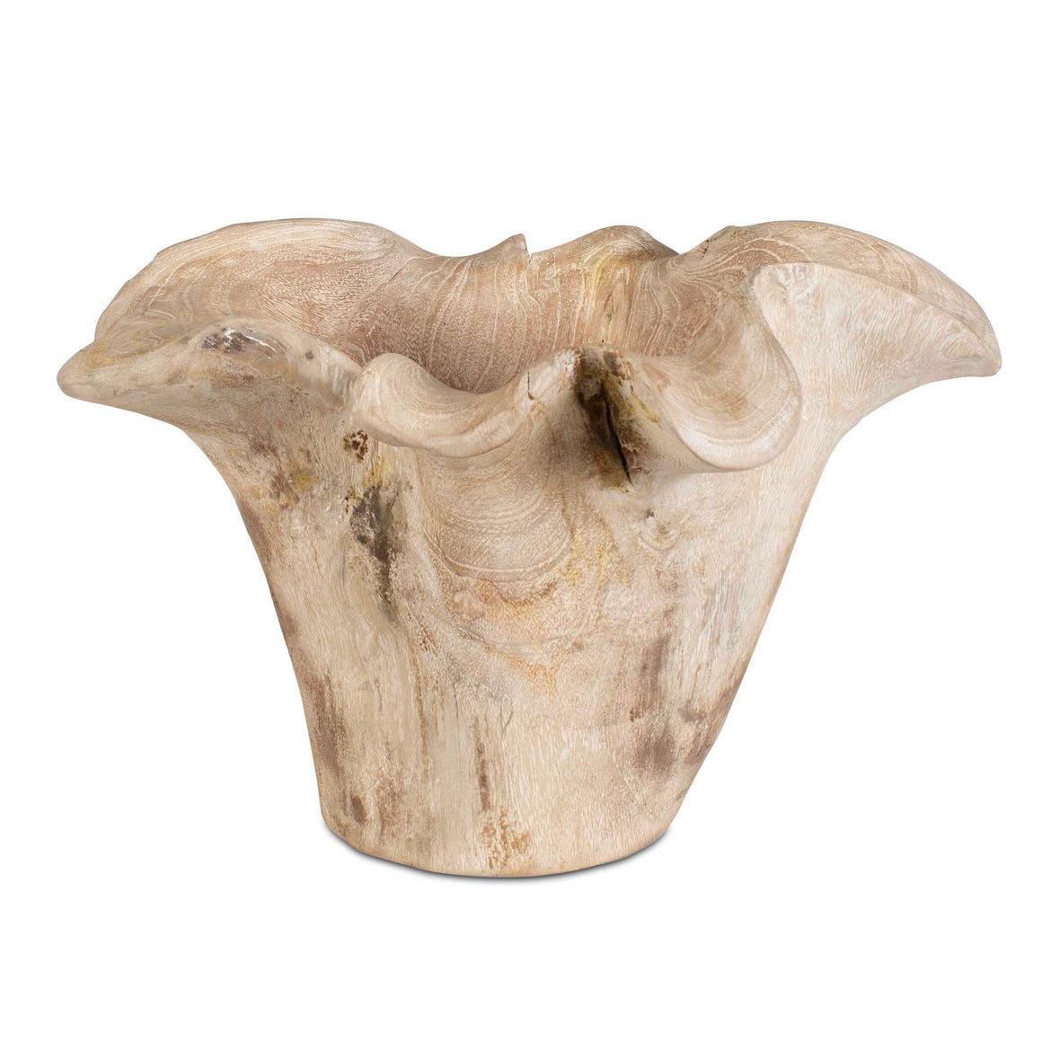Uttermost Teak Flow White Wash Outdoor Bowl